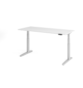 Sitz-Steh-Schreibtisch VXBHM, elektrisch h&ouml;henverstellbar, 129cm (H), 180x80cm (BxT), wei&szlig; / silber