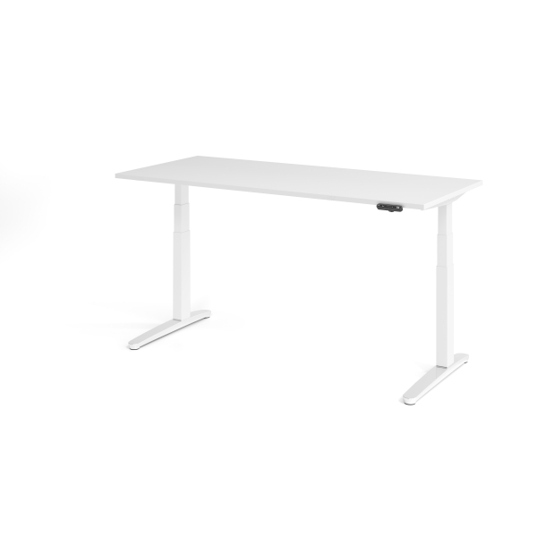 4032062168899 - Schreibtisch TOPAS LINE elektrisch höhenverstellbar C-Fuß B 1800 x T 800 x H 650-1300 mm weiß weißaluminium + Memoryschalter Kabelkanal
