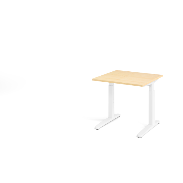 4032062168950 - eurokraft pro ANNY - Schreibtisch mit C-Fußgestell höhenverstellbar 650 - 850 mm Breite 800 mm Ahorn-Dekor   weiß