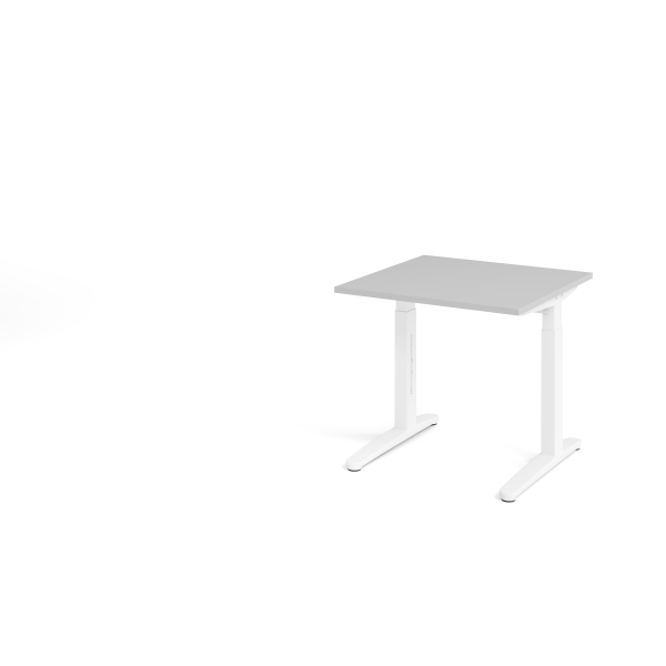 4032062168981 - eurokraft pro ANNY - Schreibtisch mit C-Fußgestell höhenverstellbar 650 - 850 mm Breite 800 mm lichtgrau   weiß
