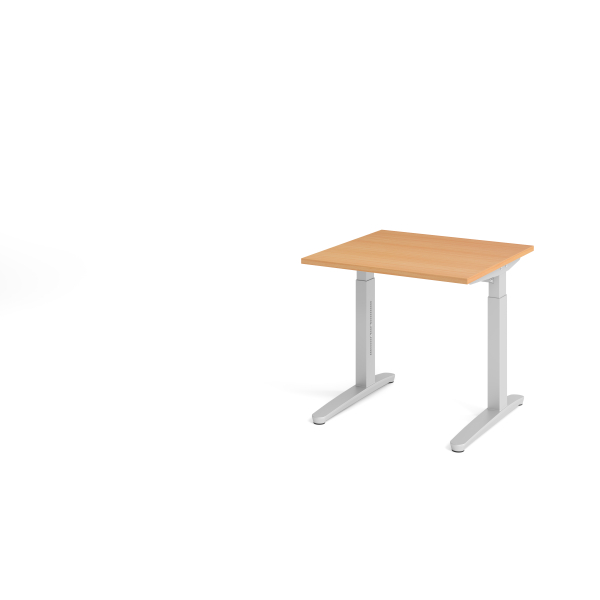 4032062168998 - eurokraft pro ANNY - Schreibtisch mit C-Fußgestell höhenverstellbar 650 - 850 mm Breite 800 mm Buche   alusilber