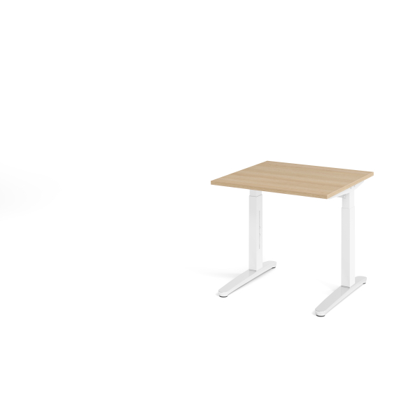 4032062169025 - Schreibtisch VXB manuell höhenverstellbar 85cm (H) 80x80cm (BxT) Eiche   weiß 4032062169025 Hammerbacher
