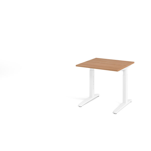 4032062169063 - eurokraft pro ANNY - Schreibtisch mit C-Fußgestell höhenverstellbar 650 - 850 mm Breite 800 mm Nussbaum-Dekor   weiß