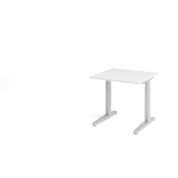 4032062169070 - eurokraft pro ANNY - Schreibtisch mit C-Fußgestell höhenverstellbar 650 - 850 mm Breite 800 mm weiß   alusilber