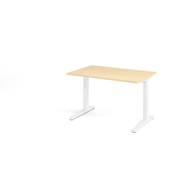 4032062169148 - eurokraft pro ANNY - Schreibtisch mit C-Fußgestell höhenverstellbar 650 - 850 mm Breite 1200 mm Ahorn-Dekor   weiß