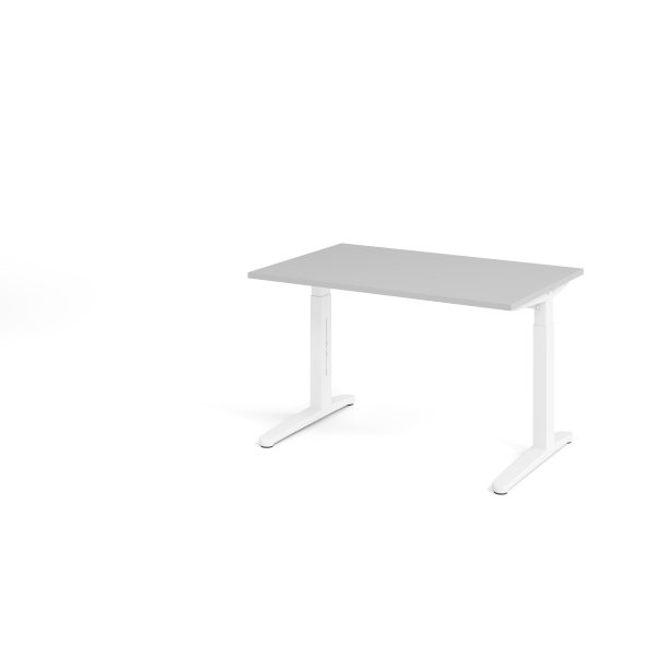 4032062169179 - eurokraft pro ANNY - Schreibtisch mit C-Fußgestell höhenverstellbar 650 - 850 mm Breite 1200 mm lichtgrau   weiß