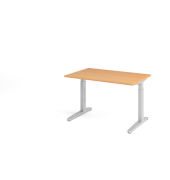 Schreibtisch VXB, manuell h&ouml;henverstellbar, 85cm (H), 120x80cm (BxT), buche / silber