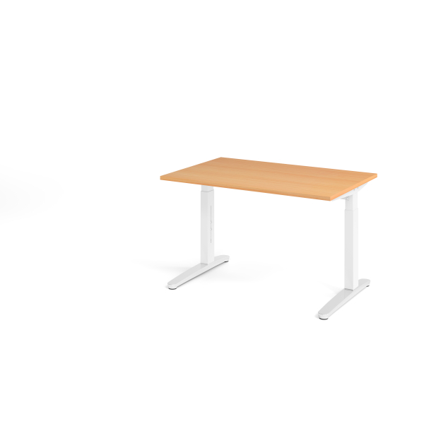 4032062169193 - VXB012 höhenverstellbarer Schreibtisch buche quadratisch C-Fuß-Gestell weiß 1200 x 800 cm