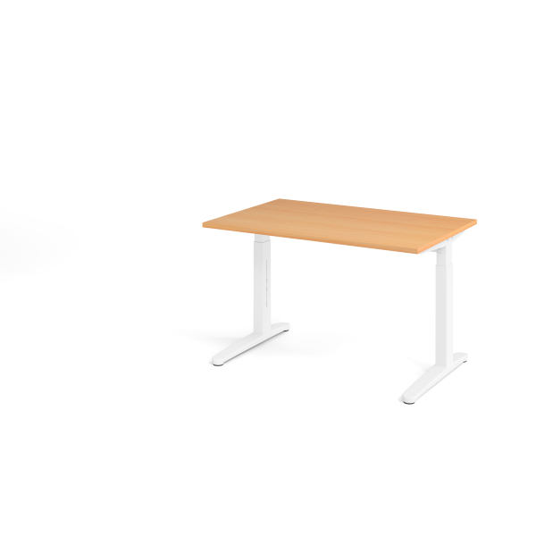4032062169209 - eurokraft pro ANNY - Schreibtisch mit C-Fußgestell höhenverstellbar 650 - 850 mm Breite 1200 mm Buche   weiß