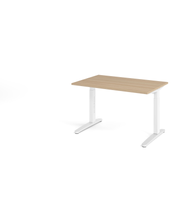 Schreibtisch VXB, manuell h&ouml;henverstellbar, 85cm (H), 120x80cm (BxT), eiche / wei&szlig;