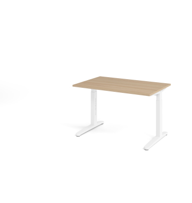 Schreibtisch VXB, manuell h&ouml;henverstellbar, 85cm (H), 120x80cm (BxT), eiche / wei&szlig;