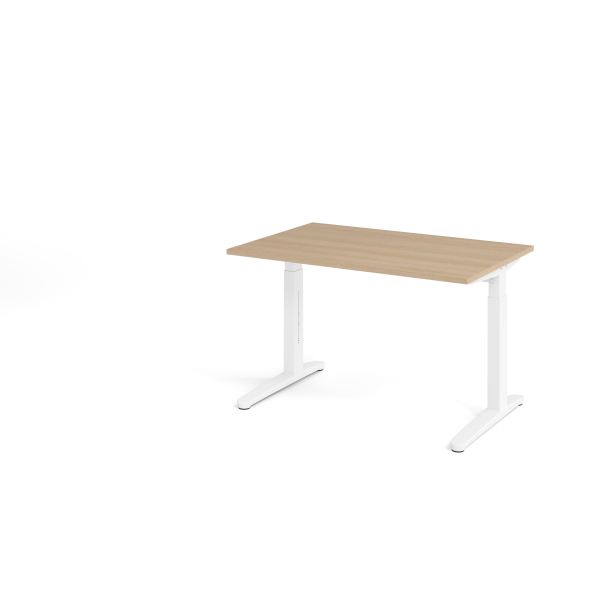4032062169230 - eurokraft pro ANNY - Schreibtisch mit C-Fußgestell höhenverstellbar 650 - 850 mm Breite 1200 mm Eiche   weiß