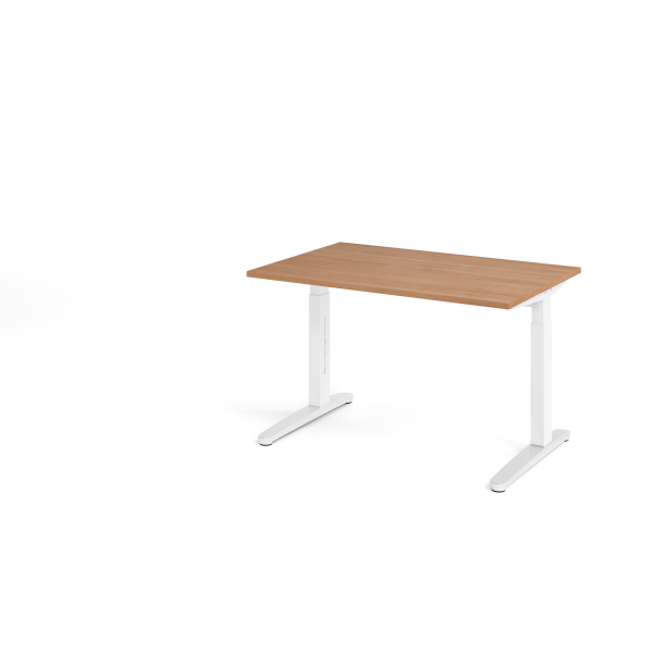 4032062169308 - Schreibtisch VXB manuell höhenverstellbar 85cm (H) 120x80cm (BxT) Nussbaum   weiß 4032062169308 Hammerbacher