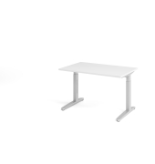Schreibtisch VXB, manuell h&ouml;henverstellbar, 85cm (H), 120x80cm (BxT), wei&szlig; / silber