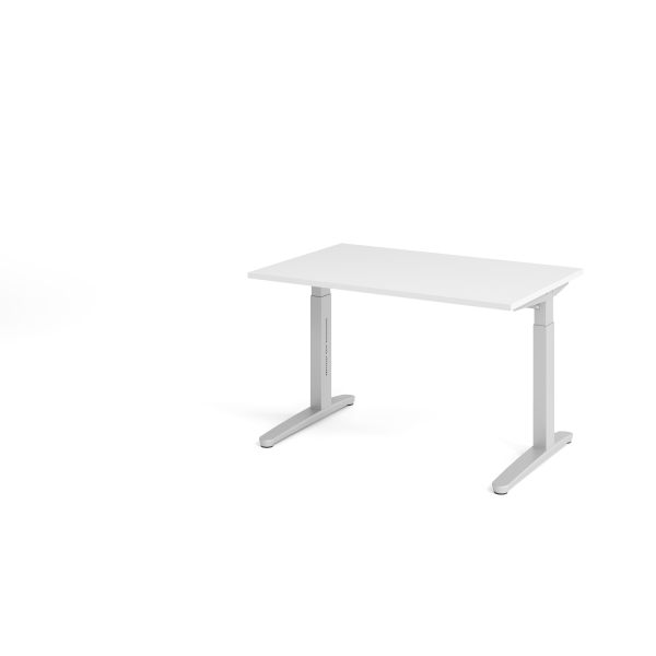 4032062169322 - eurokraft pro ANNY - Schreibtisch mit C-Fußgestell höhenverstellbar 650 - 850 mm Breite 1200 mm weiß   alusilber
