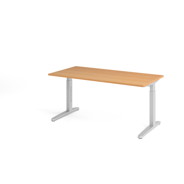 4032062169438 - eurokraft pro ANNY - Schreibtisch mit C-Fußgestell höhenverstellbar 650 - 850 mm Breite 1600 mm Buche   alusilber