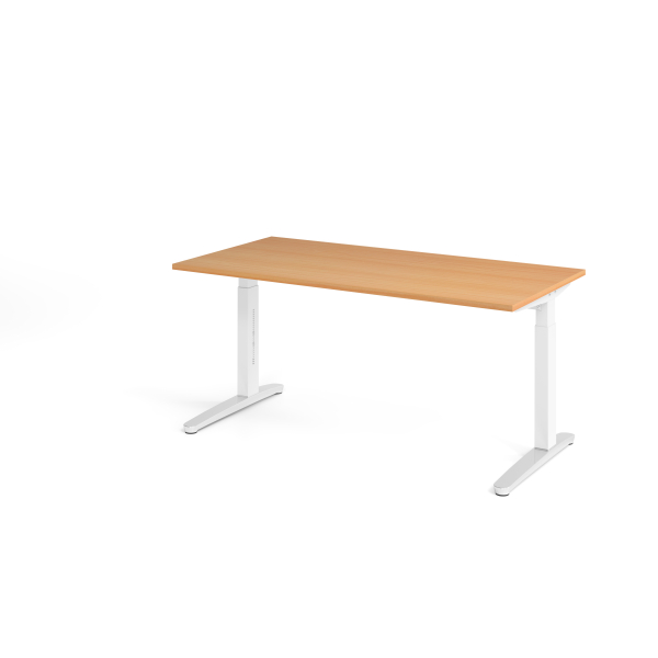 4032062169445 - VXB016 höhenverstellbarer Schreibtisch buche quadratisch C-Fuß-Gestell weiß 1600 x 800 cm