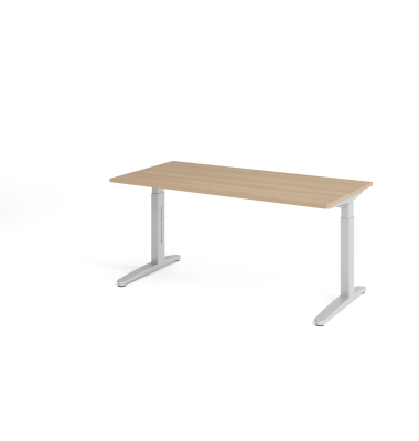 Schreibtisch VXB, manuell h&ouml;henverstellbar, 85cm (H), 160x80cm (BxT), eiche / silber