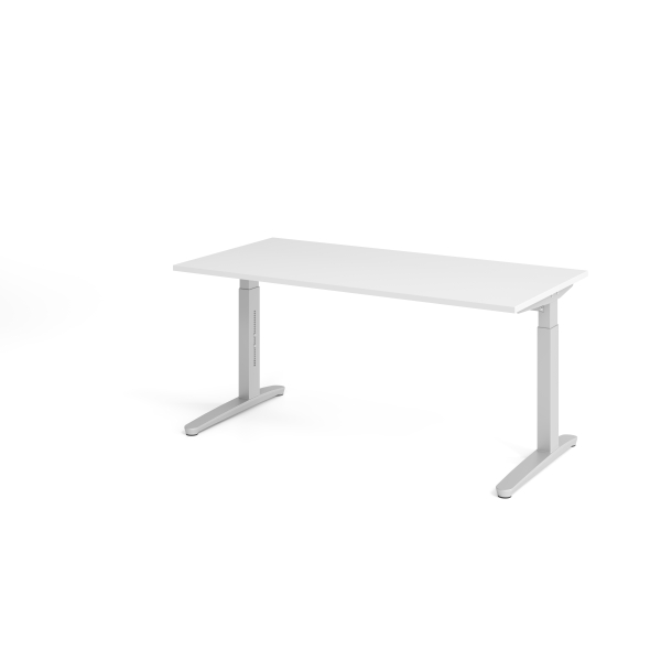 4032062169520 - eurokraft pro ANNY - Schreibtisch mit C-Fußgestell höhenverstellbar 650 - 850 mm Breite 1600 mm weiß   alusilber