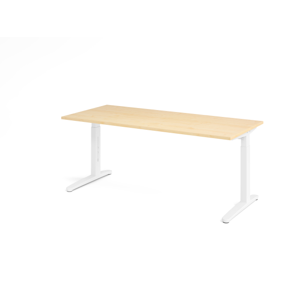 4032062169599 - eurokraft pro ANNY - Schreibtisch mit C-Fußgestell höhenverstellbar 650 - 850 mm Breite 1800 mm Ahorn-Dekor   weiß