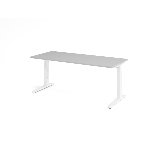 4032062169629 - eurokraft pro ANNY - Schreibtisch mit C-Fußgestell höhenverstellbar 650 - 850 mm Breite 1800 mm lichtgrau   weiß