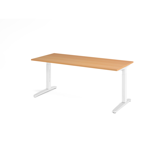 4032062169643 - VXB019 höhenverstellbarer Schreibtisch buche quadratisch C-Fuß-Gestell weiß 1800 x 800 cm