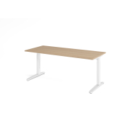 Schreibtisch VXB, manuell h&ouml;henverstellbar, 85cm (H), 180x80cm (BxT), eiche / wei&szlig;