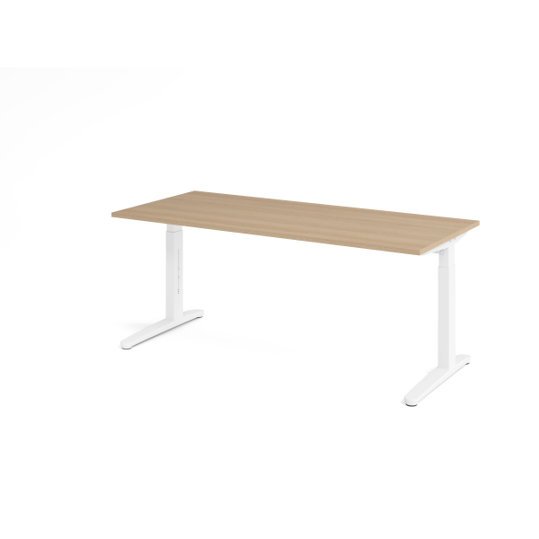 4032062169681 - eurokraft pro ANNY - Schreibtisch mit C-Fußgestell höhenverstellbar 650 - 850 mm Breite 1800 mm Eiche   weiß