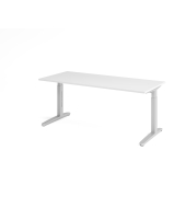 Schreibtisch VXB, manuell h&ouml;henverstellbar, 85cm (H), 180x80cm (BxT), wei&szlig; / silber