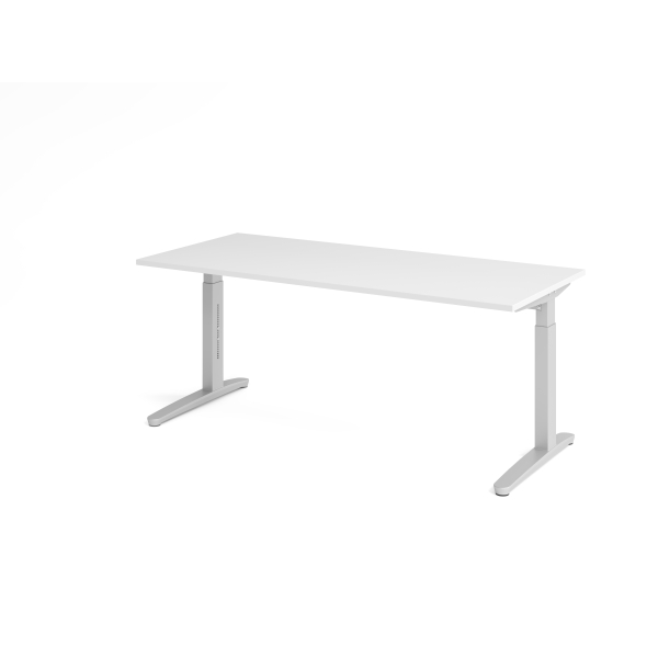 4032062169728 - eurokraft pro ANNY - Schreibtisch mit C-Fußgestell höhenverstellbar 650 - 850 mm Breite 1800 mm weiß   alusilber