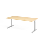 Schreibtisch VXB, manuell h&ouml;henverstellbar, 85cm (H), 200x100cm (BxT), ahorn / silber