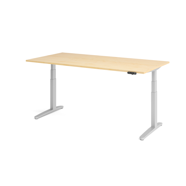 4032062170748 - Schreibtisch TOPAS LINE elektrisch höhenverstellbar C-Fuß B 2000 x T 1000 x H 650-1300 mm Ahorn weißaluminium + Memoryschalter Kabelkanal