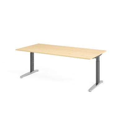 Schreibtisch VXB, manuell h&ouml;henverstellbar, 85cm (H), 200x100cm (BxT), ahorn / graphit