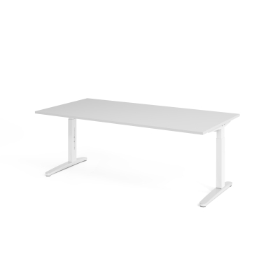 Schreibtisch C-Fu&szlig; 200x100cm GrauWei&szlig;Po