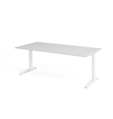 Schreibtisch C-Fu&szlig; 200x100cm GrauWei&szlig;