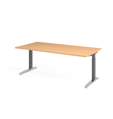 Schreibtisch VXB, manuell h&ouml;henverstellbar, 85cm (H), 200x100cm (BxT), buche / graphit