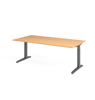 Schreibtisch VXB, manuell h&ouml;henverstellbar, 85cm (H), 200x100cm (BxT), buche / graphit
