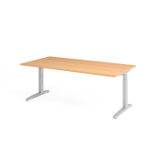 Schreibtisch VXB, manuell h&ouml;henverstellbar, 85cm (H), 200x100cm (BxT), buche / silber