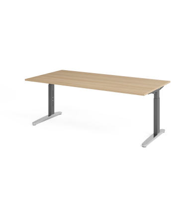 Schreibtisch VXB, manuell h&ouml;henverstellbar, 85cm (H), 200x100cm (BxT), eiche / graphit