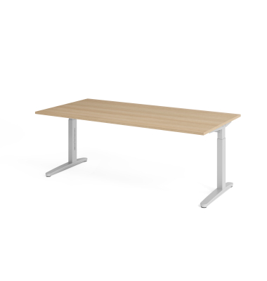 Schreibtisch VXB, manuell h&ouml;henverstellbar, 85cm (H), 200x100cm (BxT), eiche / silber