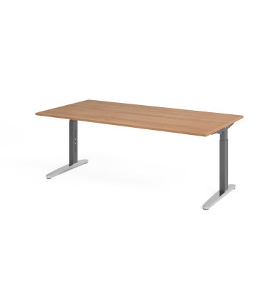 Schreibtisch VXB, manuell h&ouml;henverstellbar, 85cm (H), 200x100cm (BxT), nussbaum / graphit