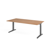 Schreibtisch VXB, manuell h&ouml;henverstellbar, 85cm (H), 200x100cm (BxT), nussbaum / graphit
