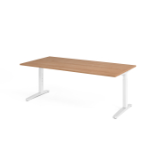 Schreibtisch VXB, manuell h&ouml;henverstellbar, 85cm (H), 200x100cm (BxT), nussbaum / wei&szlig;