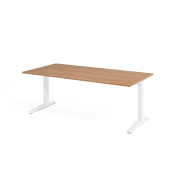 Schreibtisch VXB, manuell h&ouml;henverstellbar, 85cm (H), 200x100cm (BxT), nussbaum / wei&szlig;