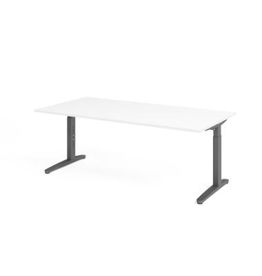 Schreibtisch VXB, manuell h&ouml;henverstellbar, 85cm (H), 200x100cm (BxT), wei&szlig; / graphit
