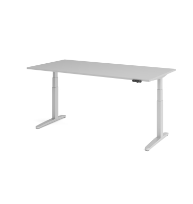 Sitz-Steh-Schreibtisch VXBHM, elektrisch h&ouml;henverstellbar, 129cm (H), 200x100cm (BxT), grau / silber