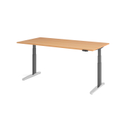Sitz-Steh-Schreibtisch VXBHM, elektrisch h&ouml;henverstellbar, 129cm (H), 200x100cm (BxT), buche / graphit