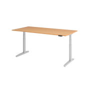 Sitz-Steh-Schreibtisch VXBHM, elektrisch h&ouml;henverstellbar, 129cm (H), 200x100cm (BxT), buche / silber