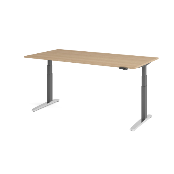 4032062171233 - Schreibtisch TOPAS LINE elektrisch höhenverstellbar C-Fuß B 2000 x T 1000 x H 650-1300 mm Eiche graphit + Memoryschalter Kabelkanal