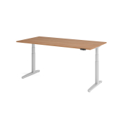 Sitz-Steh-Schreibtisch VXBHM, elektrisch h&ouml;henverstellbar, 129cm (H), 200x100cm (BxT), nussbaum / silber
